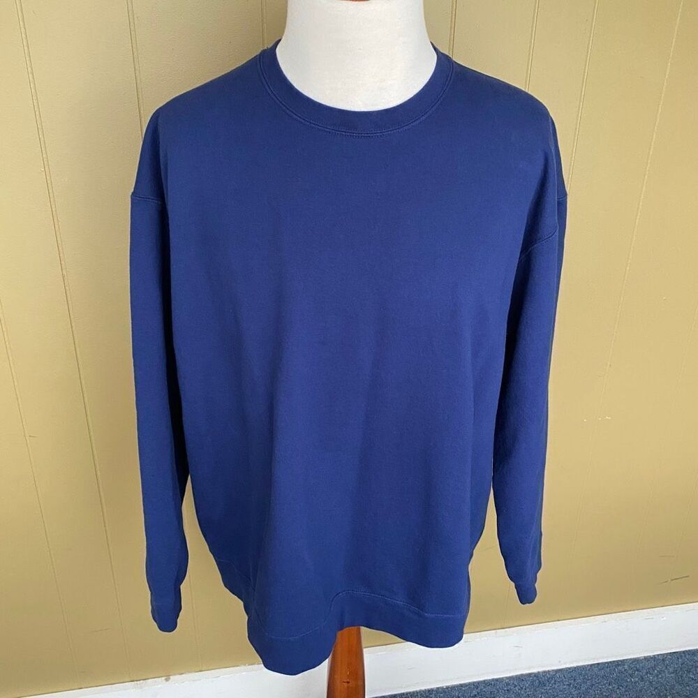 Port & Company men 3XL Crewneck longsleeve pullover sweatshirt navy blue